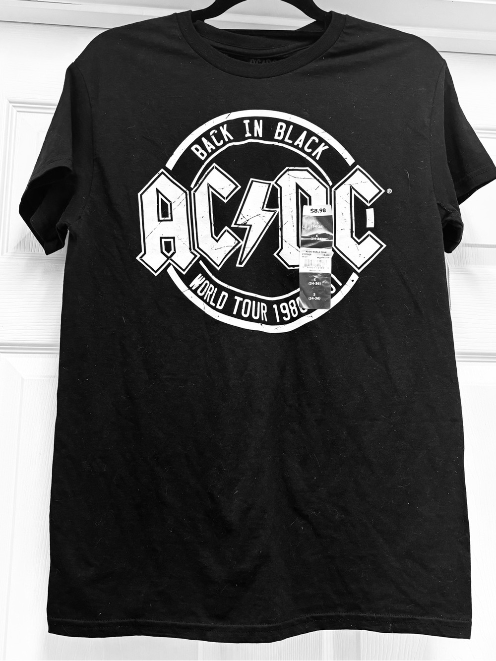 AC/DC Black Short Sleeve Graphic Tee with White Logo